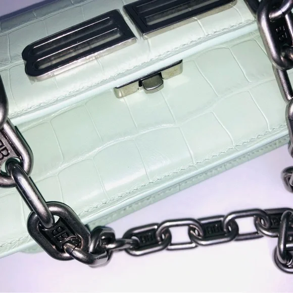 BALENCIAGA CALFSKIN CROCODILE EMBOSSED GOSSIP XS CHAIN BAG - Picture 13 of 15